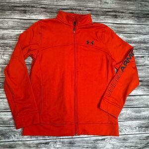 Under Armour Youth Kids Boys Full Zip Fleece Track Jacket Orange L LG Large Zip